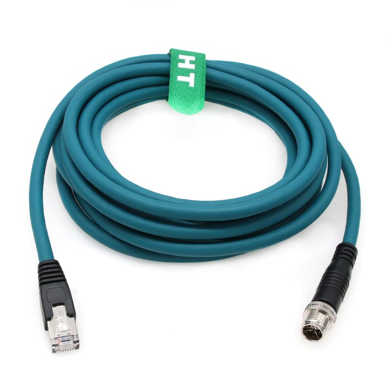 HangTon Ethernet 8 Pin X-Coded M12 RJ45 CAT-7e Cable for Keyence IV3 SR-5000 Matrix Cognex in Sight Data Man Barcode Reader Camera Sensor Network 5M - Image 1